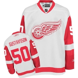 Jonas Gustavsson Reebok Detroit Red Wings Authentic White Away NHL Jersey