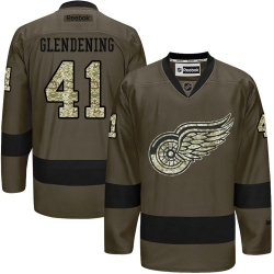 Luke Glendening Reebok Detroit Red Wings Authentic Green Salute to Service NHL Jersey
