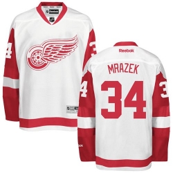 Petr Mrazek Reebok Detroit Red Wings Authentic White Away NHL Jersey