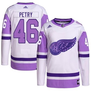 Jeff Petry Youth Adidas Detroit Red Wings Authentic White/Purple Hockey Fights Cancer Primegreen Jersey