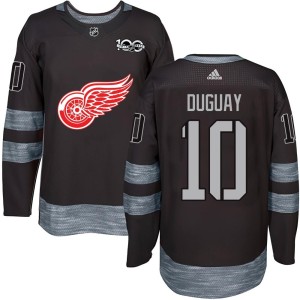 Ron Duguay Men's Detroit Red Wings Authentic Black 1917-2017 100th Anniversary Jersey