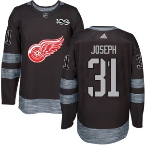 Curtis Joseph Men's Detroit Red Wings Authentic Black 1917-2017 100th Anniversary Jersey