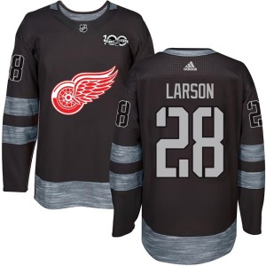 Reed Larson Men's Detroit Red Wings Authentic Black 1917-2017 100th Anniversary Jersey