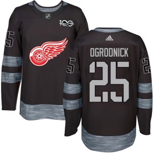 John Ogrodnick Men's Detroit Red Wings Authentic Black 1917-2017 100th Anniversary Jersey