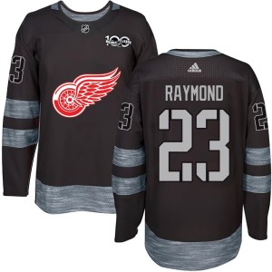 Lucas Raymond Men's Detroit Red Wings Authentic Black 1917-2017 100th Anniversary Jersey