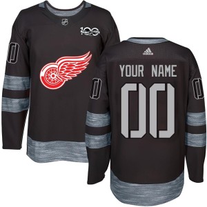 Custom Youth Detroit Red Wings Authentic Black Custom 1917-2017 100th Anniversary Jersey