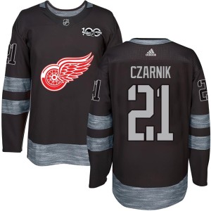 Austin Czarnik Youth Detroit Red Wings Authentic Black 1917-2017 100th Anniversary Jersey