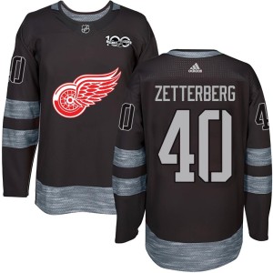 Henrik Zetterberg Youth Detroit Red Wings Authentic Black 1917-2017 100th Anniversary Jersey
