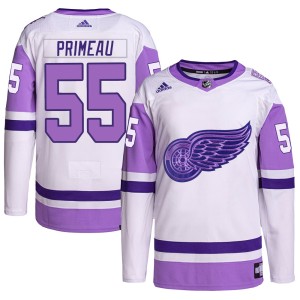 Keith Primeau Men's Adidas Detroit Red Wings Authentic White/Purple Hockey Fights Cancer Primegreen Jersey