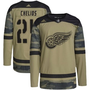 Chris Chelios Men's Adidas Detroit Red Wings Authentic Camo Military Appreciation Practice Jersey
