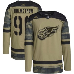 Tomas Holmstrom Men's Adidas Detroit Red Wings Authentic Camo Military Appreciation Practice Jersey