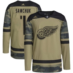 Terry Sawchuk Men's Adidas Detroit Red Wings Authentic Camo Military Appreciation Practice Jersey