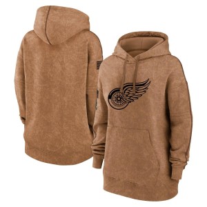 Women's Detroit Red Wings Brown 2023 Salute to Service Pullover Hoodie