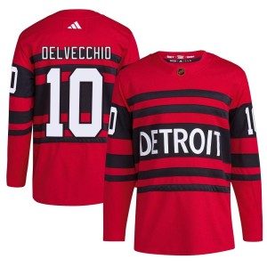 Alex Delvecchio Men's Adidas Detroit Red Wings Authentic Red Reverse Retro 2.0 Jersey
