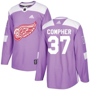 J.T. Compher Men's Adidas Detroit Red Wings Authentic Purple Hockey Fights Cancer Practice Jersey