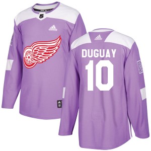 Ron Duguay Men's Adidas Detroit Red Wings Authentic Purple Hockey Fights Cancer Practice Jersey