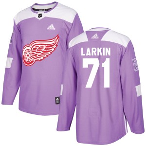 Dylan Larkin Men's Adidas Detroit Red Wings Authentic Purple Hockey Fights Cancer Practice Jersey