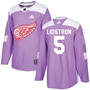 Nicklas Lidstrom Men's Adidas Detroit Red Wings Authentic Purple Hockey Fights Cancer Practice Jersey