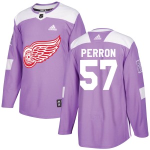 David Perron Men's Adidas Detroit Red Wings Authentic Purple Hockey Fights Cancer Practice Jersey