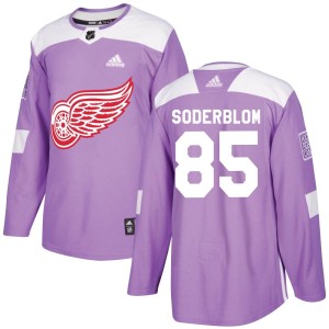 Elmer Soderblom Men's Adidas Detroit Red Wings Authentic Purple Hockey Fights Cancer Practice Jersey