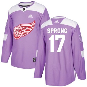 Daniel Sprong Men's Adidas Detroit Red Wings Authentic Purple Hockey Fights Cancer Practice Jersey
