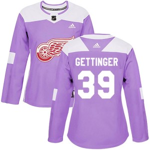 Tim Gettinger Women's Adidas Detroit Red Wings Authentic Purple Hockey Fights Cancer Practice Jersey