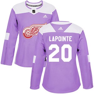 Martin Lapointe Women's Adidas Detroit Red Wings Authentic Purple Hockey Fights Cancer Practice Jersey