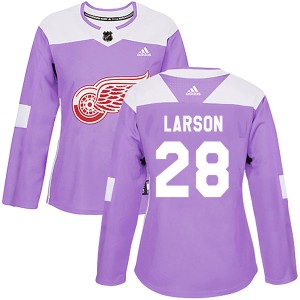 Reed Larson Women's Adidas Detroit Red Wings Authentic Purple Hockey Fights Cancer Practice Jersey
