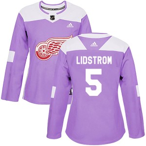 Nicklas Lidstrom Women's Adidas Detroit Red Wings Authentic Purple Hockey Fights Cancer Practice Jersey