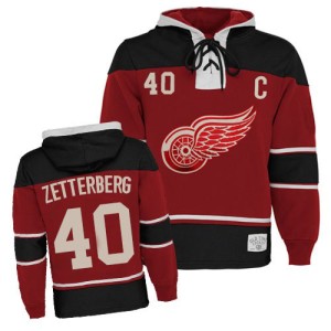 Henrik Zetterberg Youth Detroit Red Wings Premier Red Old Time Hockey Sawyer Hooded Sweatshirt