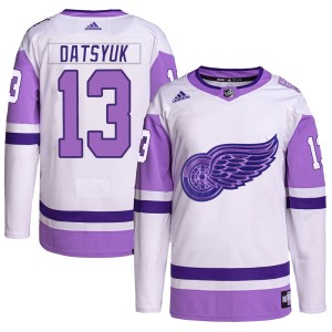 Pavel Datsyuk Youth Adidas Detroit Red Wings Authentic White/Purple Hockey Fights Cancer Primegreen Jersey
