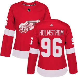 Tomas Holmstrom Women's Adidas Detroit Red Wings Authentic Red Home Jersey