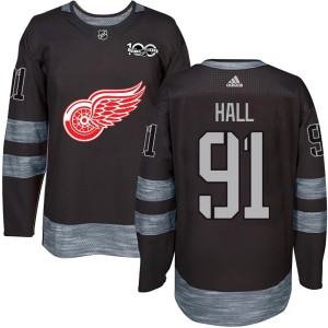 Curtis Hall Men's Detroit Red Wings Authentic Black 1917-2017 100th Anniversary Jersey