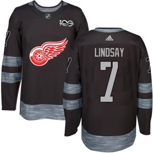 Ted Lindsay Youth Detroit Red Wings Authentic Black 1917-2017 100th Anniversary Jersey
