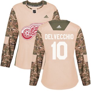 Alex Delvecchio Women's Adidas Detroit Red Wings Authentic Camo Veterans Day Practice Jersey