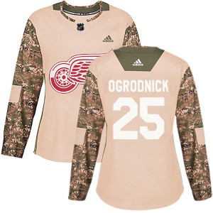 John Ogrodnick Women's Adidas Detroit Red Wings Authentic Camo Veterans Day Practice Jersey
