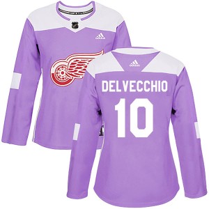 Alex Delvecchio Women's Adidas Detroit Red Wings Authentic Purple Hockey Fights Cancer Practice Jersey
