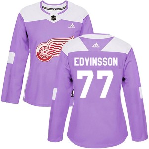 Simon Edvinsson Women's Adidas Detroit Red Wings Authentic Purple Hockey Fights Cancer Practice Jersey
