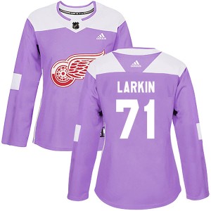 Dylan Larkin Women's Adidas Detroit Red Wings Authentic Purple Hockey Fights Cancer Practice Jersey