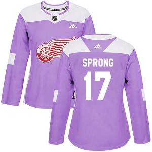 Daniel Sprong Women's Adidas Detroit Red Wings Authentic Purple Hockey Fights Cancer Practice Jersey