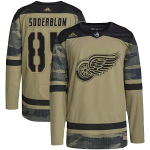 Elmer Soderblom Youth Adidas Detroit Red Wings Authentic Camo Military Appreciation Practice Jersey