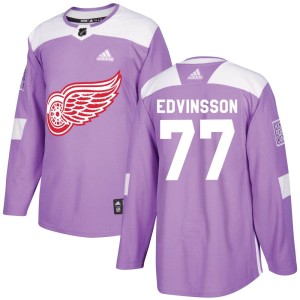 Simon Edvinsson Youth Adidas Detroit Red Wings Authentic Purple Hockey Fights Cancer Practice Jersey