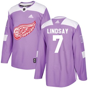 Ted Lindsay Youth Adidas Detroit Red Wings Authentic Purple Hockey Fights Cancer Practice Jersey
